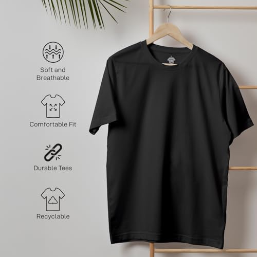 Image of CreativiT Unisex Plain Casual Half Sleeve Round Neck T-Shirt | 100% Recycled Cotton Rich T-Shirt Pack of 1