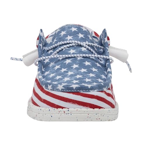 Image of HEYDUDE Men's Wally Patriotic Slip On Shoe | Lightweight Canvas Loafers with No Tie Laces