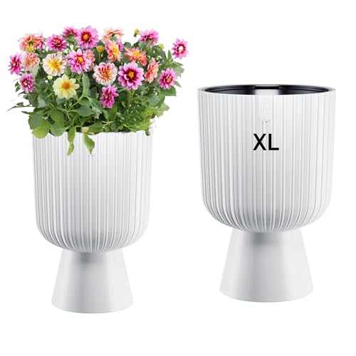 Blumenkübel Blumentopf mit Herausnehmbaren Einsatz Rund Dekorativ Größe XL: 29x43 cm (Weiß) Blumenkübel Blumentopf mit Herausnehmbaren Einsatz Rund Dekorativ Größe XL: 29x43 cm (Weiß)