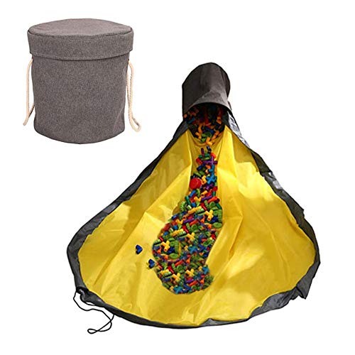 GUARD & REVIVAL TREAT Spielzeug Aufbewahrungskorb und Spielmatte, Kinder Aufräumsack mit Drawstring Spieldecke Spielzeug Speicher Tasche Aufbewahrung Beutel Spielzeugaufbewahrung (Grau)
