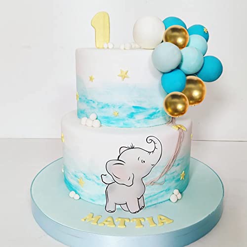 26 Pcs Elephant Cake Toppers Babysbreath Flower Ball Cake Decorations For Birthday Oh Baby Party Supplies #TOP4