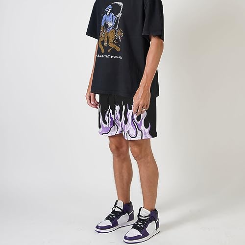 BOOMLEMON Men's Basketball Shorts Casual Workout Athletic Shorts Mesh Flame Graphic Print Running Short Pants4