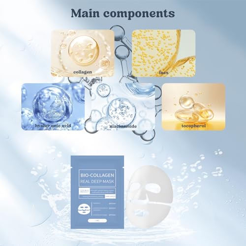 Bio Collagen Real Deep Mask,Deep Hydrating Collagen Mask,Collagen Face Mask Overnight,Pure Collagen Reverse Film Volume Peel Off Mask(4pcs) - Image 4