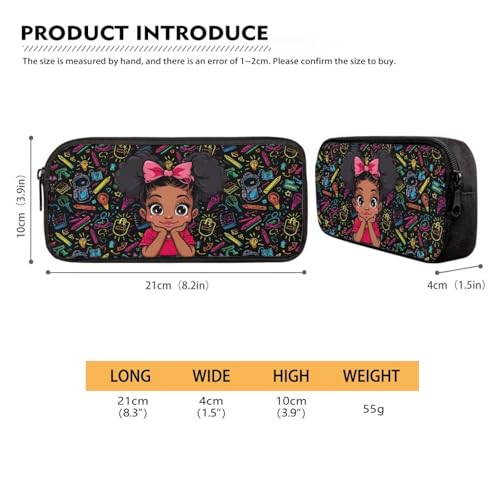 Image of African Girl Student Small Pencil Pouches Pencil Bags Pen Pouch,Lightweight College Pencil Case,School Pencil Case for Girls Boys Black