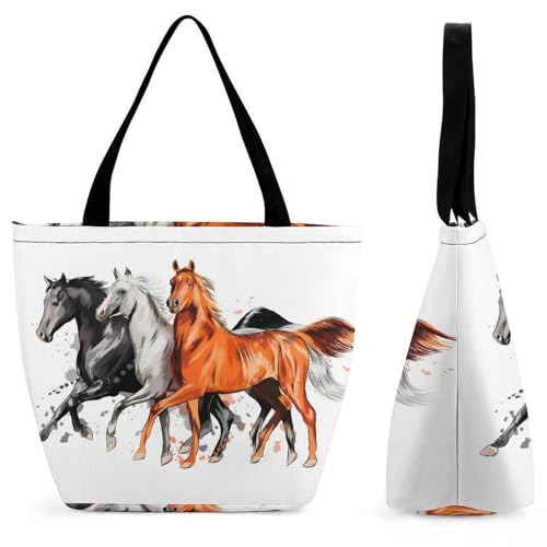 Sac à main chevaux blancs et bruns grand cabas de luxe pour femme