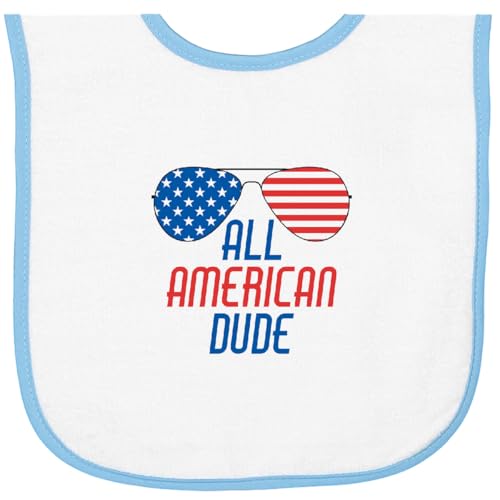 inktastic All American Dude Baby Terry Cloth Bib White and Light Blue 45b59