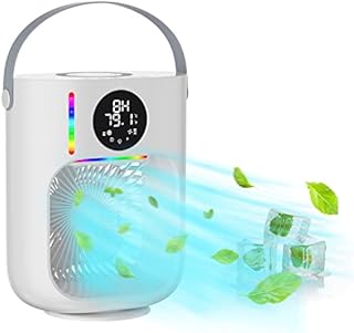 Portable Air Conditioner Fan, Small Portable Air Conditioner with LED Display, 1000ml Capacity,Super Quiet, Desktop Personal Air Cooler Cooling Fan with 7 Colors Light,3 Speeds for Bedroom Office Home