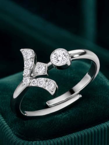 Image of Clara 925 Sterling Silver Minimal Daily Wear Adjustable Ring for Women | Gift for Birthday Anniversary | Rakhi Rakshabandhan Gift for Sister Bhabhi |Platinum Plated | Swiss Zirconia