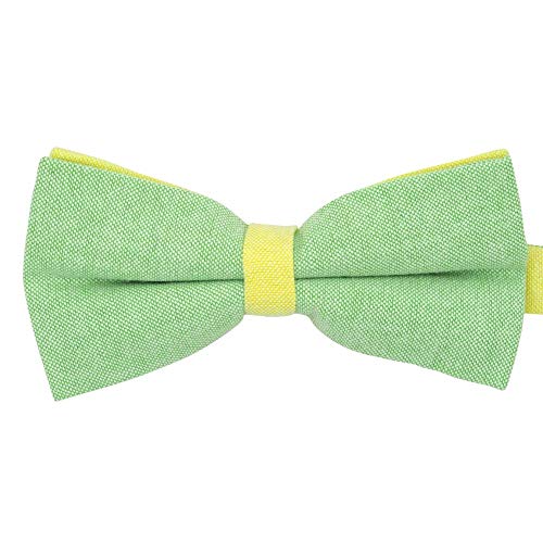 Ecravate - Noeud papillon pastel Vert et Jaune. En Coton, bicolore Cover