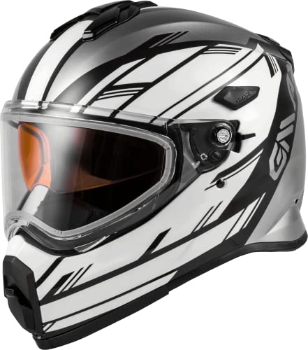Gmax At-21S Adventure Dual Lens Shield Snow Helmet (Silver/White/Black, Large) #TOP2