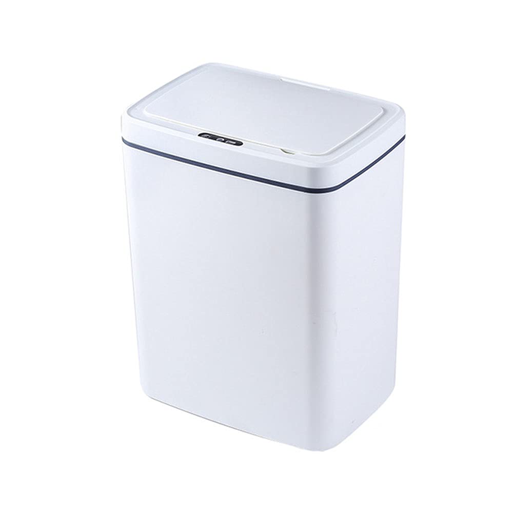 Smart Sensor Trash Can, Automatic Waste Paper Basket with Lid Touch Sensing Mute Opening and Closing Living Room/kitchen/bedroom/bathroom(White,14L)