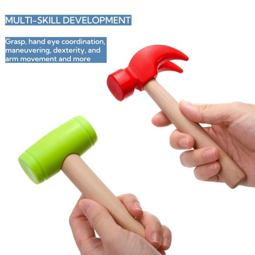 Image of 10 Pack Kids Hammer Toy, Wooden Simulation Maintenance Tools | Small Pretend Play Educational Toys for Teens Girls Boys School Games Supplies