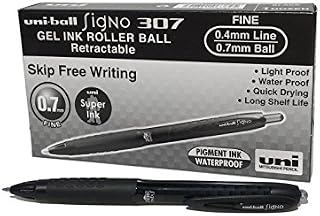 Uni-Ball UMN-307 Signo RT Rollerball Pen, Black (Pack of 12)