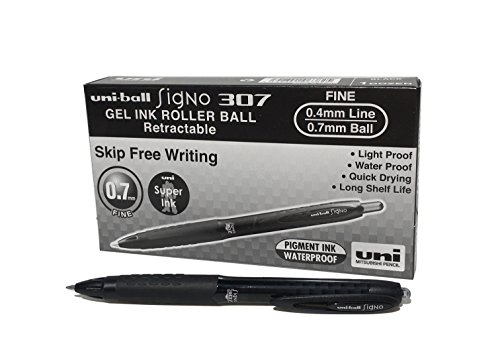 Uni-Ball UMN-307 Signo RT Rollerball Pen, Black (Pack of 12)