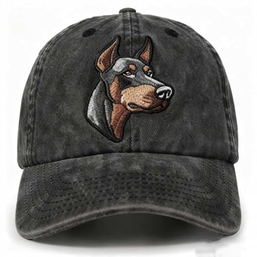 InnoBeta Doberman Pinscher Gifts for Men Women, Dobie Gifts, Adjustable Embroidered Hat Gifts, Grey