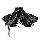 Charmian Women's Steampunk Costume Accessories Gothic Burlesque Lace Shawl Bolero Shrug Jacket Black/Red Small
