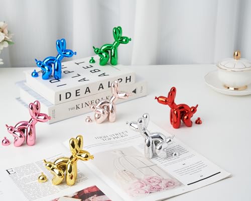 Artconal Balloon Dog Statue Decor, Shiny Pink Small Knick Knacks Decoration, White Elephant Funny Gag Gifts Package, Humorous Balloon Animal Art Decoration
