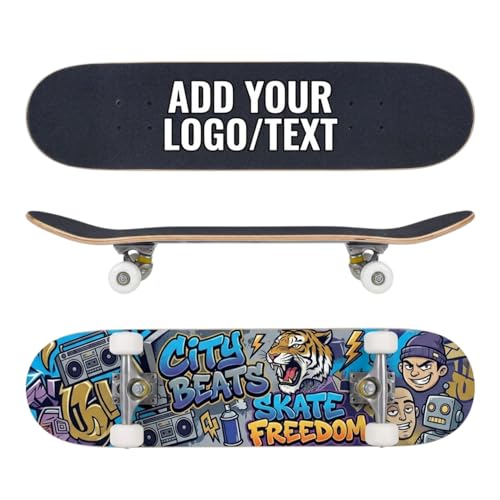 Monopatín Personalizado con Foto Texto Skateboard Completo 31x8 Pulgadas Tabla de Madera de Arce de Cóncava Cruiser para Principiantes Adolescentes Adultos Regalo Personalizable