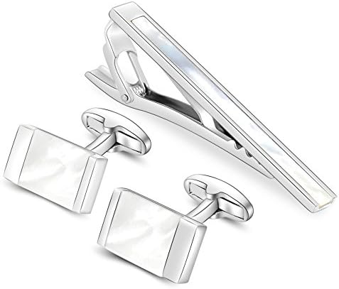 Merit Ocean Classic Cuff Links and Tie Clip Set for Mens Cufflinks French Dress Shirts with Gift Box