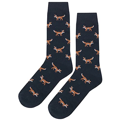 SockFly Small Fox Dress Socks Funny Novelty Crazy Fun Design Men Size 8-12 Cotton Casual Crew Colorful Funky Fancy Socks Gift for Men