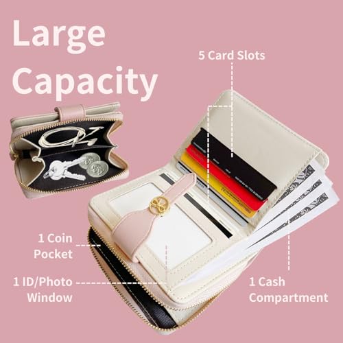 Cute Wallet Girls Bow Small Little Wallets For Women Zipper Coin Pocket Purse (Pink)3