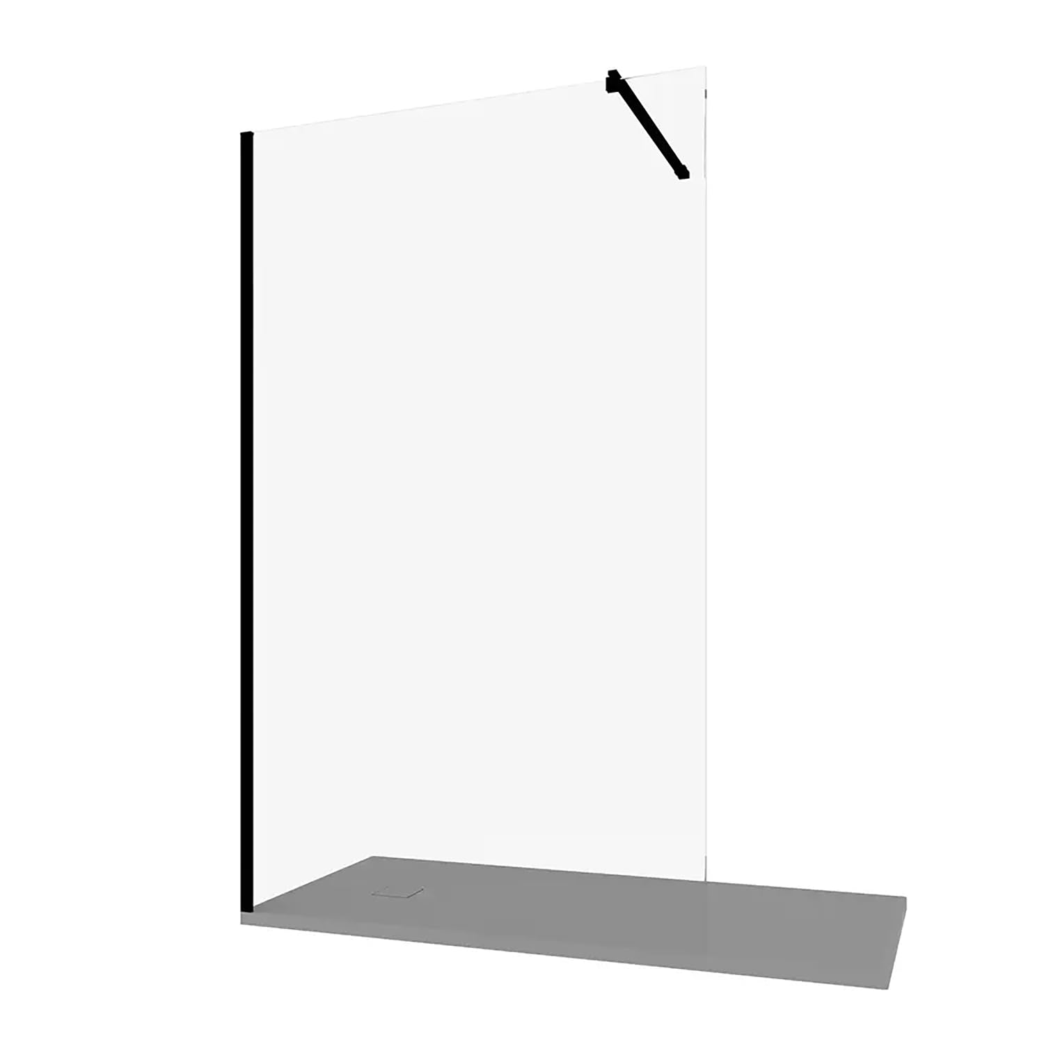 Box Doccia Walk-In 110 cm Altezza 200cm Parete Fissa Vetro Temperato Trasparente da 10mm con Trattamento Anticalcare Braccio Telescopico SUS304 Profili Alluminio Nero Opaco