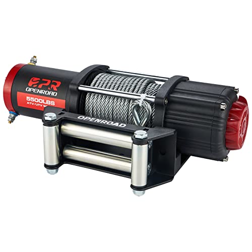 OPENROAD 5500 lb Capacity Electric Winch with Cable,12V ATV Winch with Wireless Remote Control,UTV/ATV Towing Winch with Winch Mount Plate,Recovery Winch Kit…