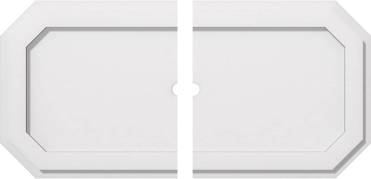 White PVC Contemporary Two-Piece Ceiling Medallion, 28" x 14"