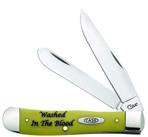 Case WR XX Pocket Knife Yellow Synthetic Trapper-Washed in The Blood Item #8853 - (3254 SS) - Length Closed: 4 1/8 Inches