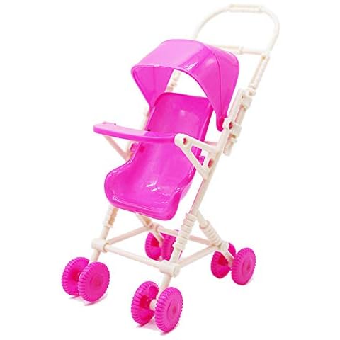 1 Box DIY Baby Stroller Plastic Trolley Pram Tiny Strollers Dolls Toy Accessories for Little Girls Cover
