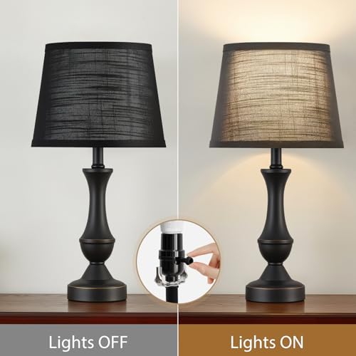 Image of Table Lamp Set of 2, 19 inch Mordern Bedside Lamps for Living Room & Bedroom