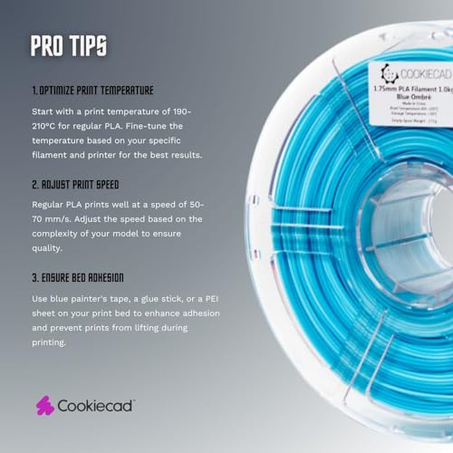 Image of Cookiecad PLA Filament 1.75mm 1kg Rainbow Multicolor 3D Printer Filament - Blue Ombre PLA