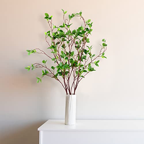 Austor 3 Packs 45" Artificial Ficus Stems Faux Green Stems Ficus Branches Leaf Stem Fake Green Bushes Shrubs Ficus Twig Stems For Vase Filler Home Wedding Office Decor #TOP3