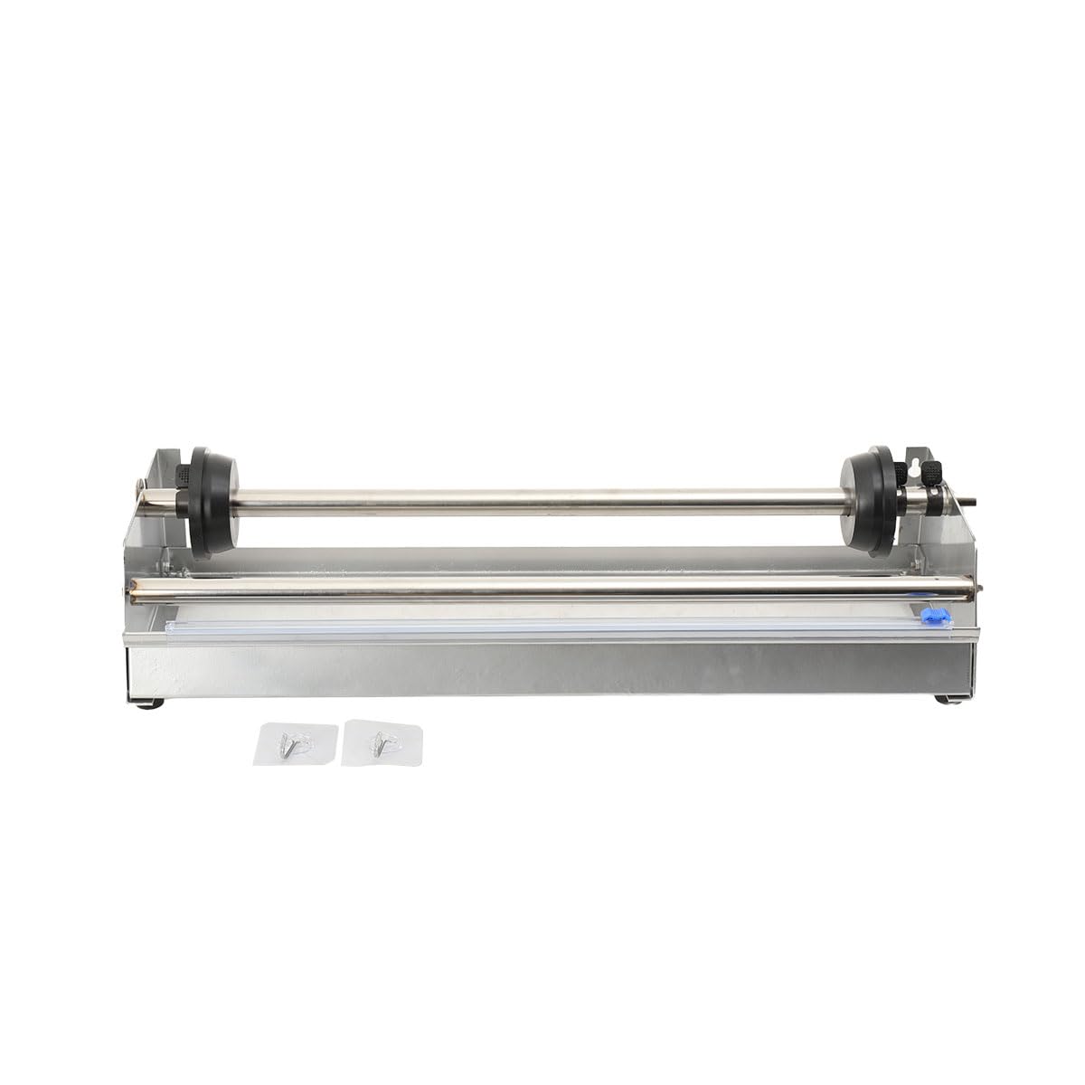 Edelstahl Folienspender Tisch Stretchfolienspender mit Cutter, Schrumpffolien Spenderhalter Folienschneidewerkzeug Manuell Verpackungsmaschine für Gewerbliche Gastronomiebetriebe Heimgebrauch