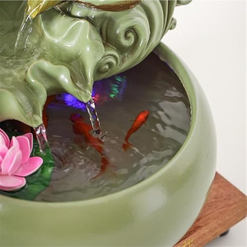 Fuente de agua de cerámica Feng Shui con bola de cristal y acabados artesanales 4