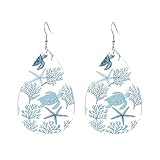 Pendientes Turtles Marina Y Coral Del Océano Azul Elegancia Pendientes En Forma De Lágrima Lujo Aretes De Cuero Con Forma De Gota Para Mujeres Fiestas Vacaciones