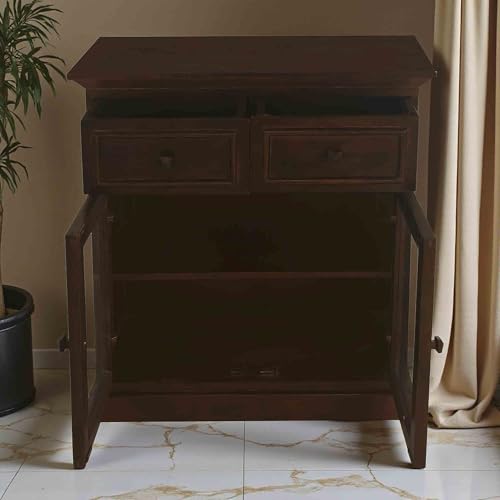 Image of The Attic Ardenwood Classic Glass Door Sideboard,Wooden Sideboard Cabinet,Walnut Glass