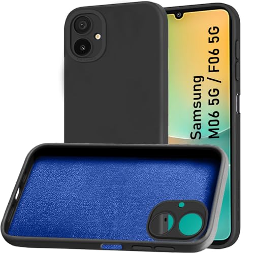Image of TheGiftKart Liquid Silicon Back Cover Case for Samsung Galaxy M06 5G / F06 5G | Stylish Camera Protection Module | Micro-Fibre Lining Inside | Shockproof Cover for Samsung M06 / F06 (Silicone, Black)