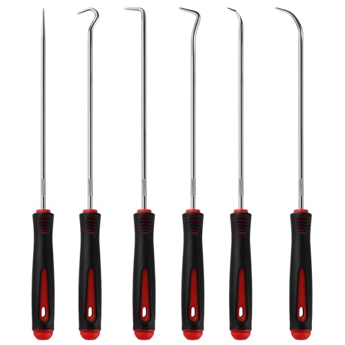 YIXISI 6 Piezas 24cm Juego de Púas y Ganchos, Juego de Ganzúas y Ganchos de Precisión, Gancho de Selección de Precisión, Extractor de Anillo Tórico, para Quitar Mangueras y Juntas, Caucho