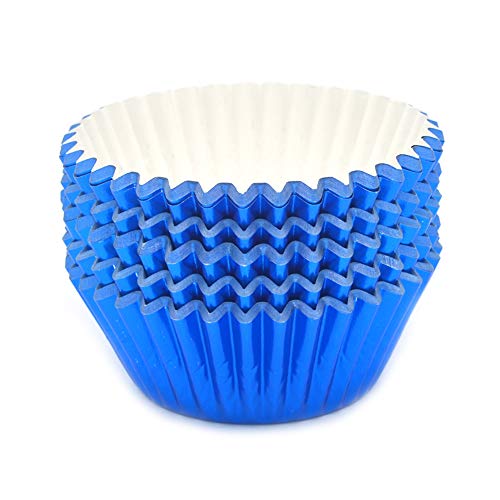Image of Standard Blue Foil Cupcake Liners Muffin Baking Cups for Party and More, 100-Count