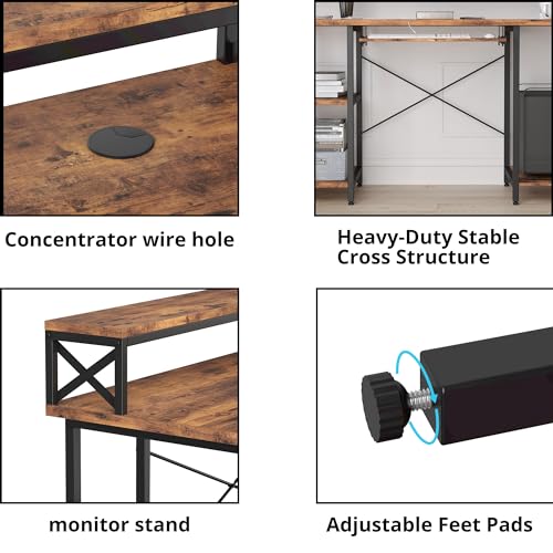 Ironck HK-CD-10 Computer Desk 55", Home Office Desk With Keyboard Tray, Monitor Stand, Storage Shelf, Industrial Studying Writing Table thumb #7