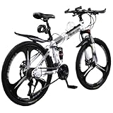 Bicicleta De Montaña Plegable De 24 Y 26 Pulgadas: 24 Velocidades, Frenos De Disco Dobles, Ruedas De 3 Radios Y Diseño De Doble Suspensión para Hombres Y Mujeres Adultos B,24 Inch