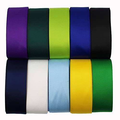 1 Inch Wide Solid Color Double Sided Polyester Satin Ribbon 20 Colors X 2 Yard Each Total 40 Yds Per Package #TOP3