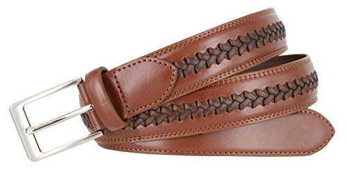 Men's Crossweave Braided Woven Laced Leather Dress Casual Belt 1-3/8" = 35mm wide3