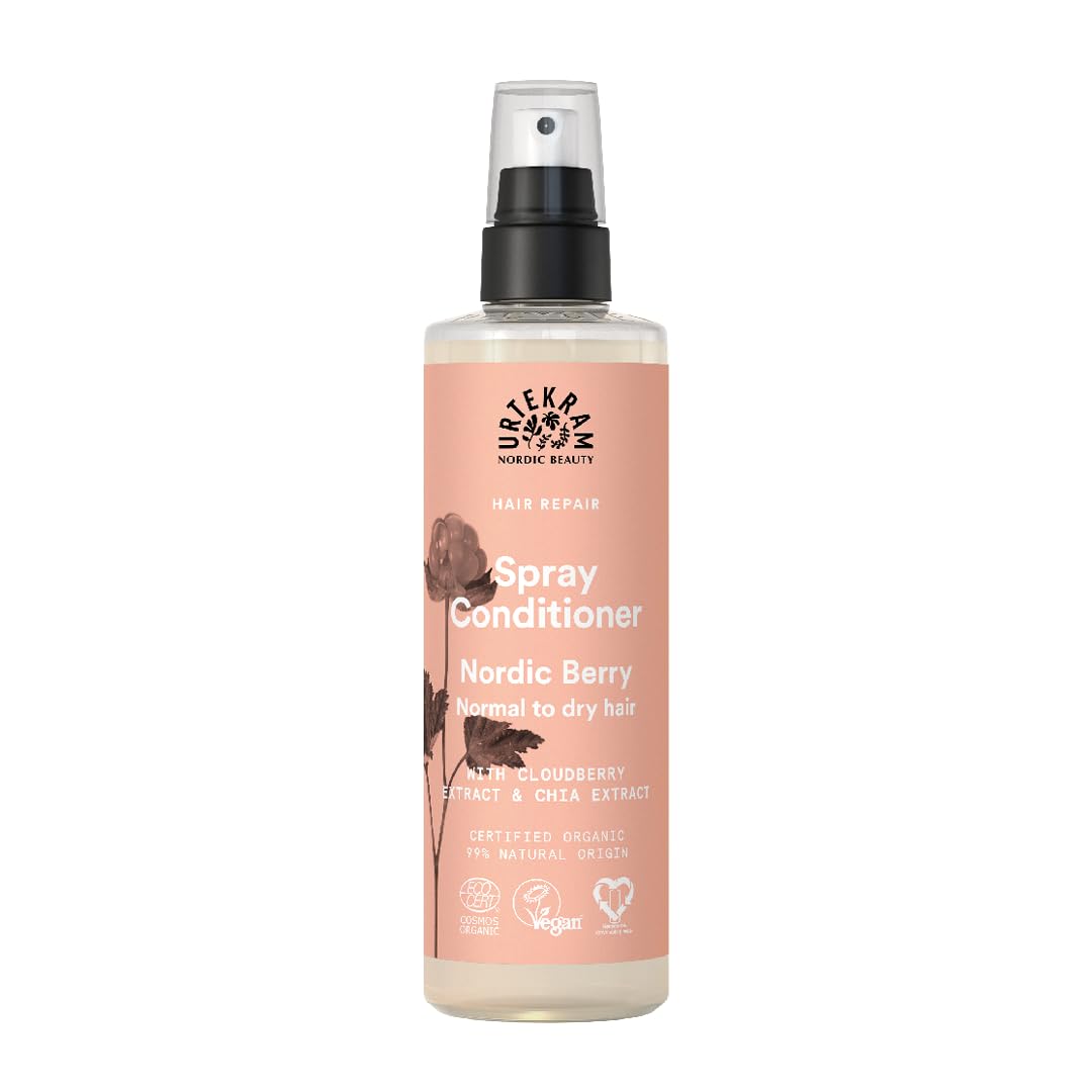 Urtekram Nordic Berry Spray-Conditioner - Leave-in Pflegespray für normales bis trockenes Haar – Mit Chia, Aloe Vera & Moltebeere – Vegan & Naturkosmetik - 250 ml (1er Pack)