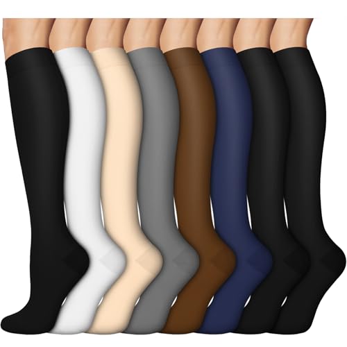 Image of 8 Pairs Compression Socks for Women & Men,Support Compression Stockings for Medical Running Athletic