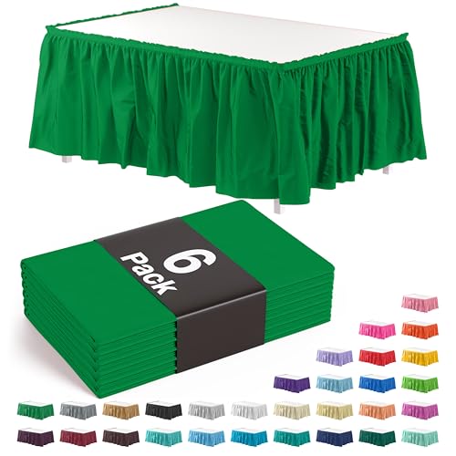 Exquisite Emerald Green Ruffle Table Skirt (6-Pack)