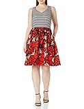 Taylor Dresses Women's Plus-Size V Neck Stripe Top Floral Bottom Scuba