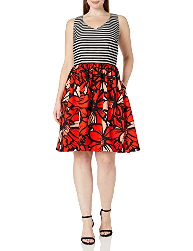 Taylor Women's Size V Neck Stripe Top Floral Bottom Scuba Plus