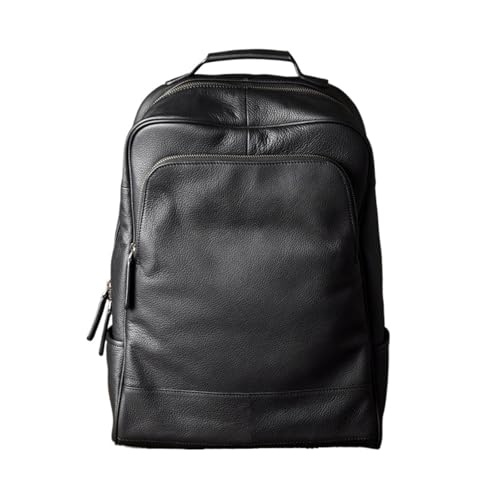 Mochila de cuero grande para solucionar el espacio en el transporte diario masculino